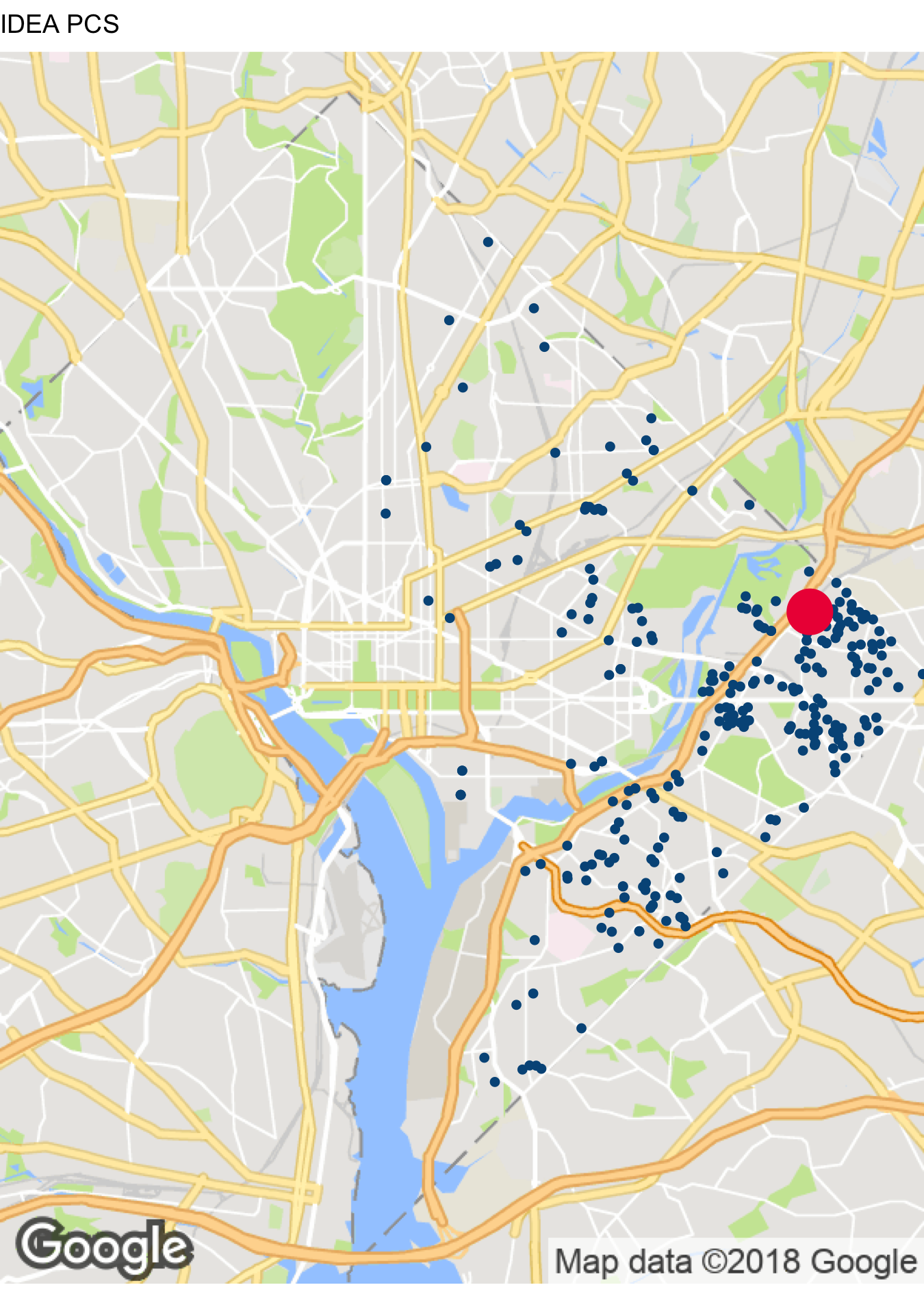 IDEA PCS Student Location Map DC PCSB
